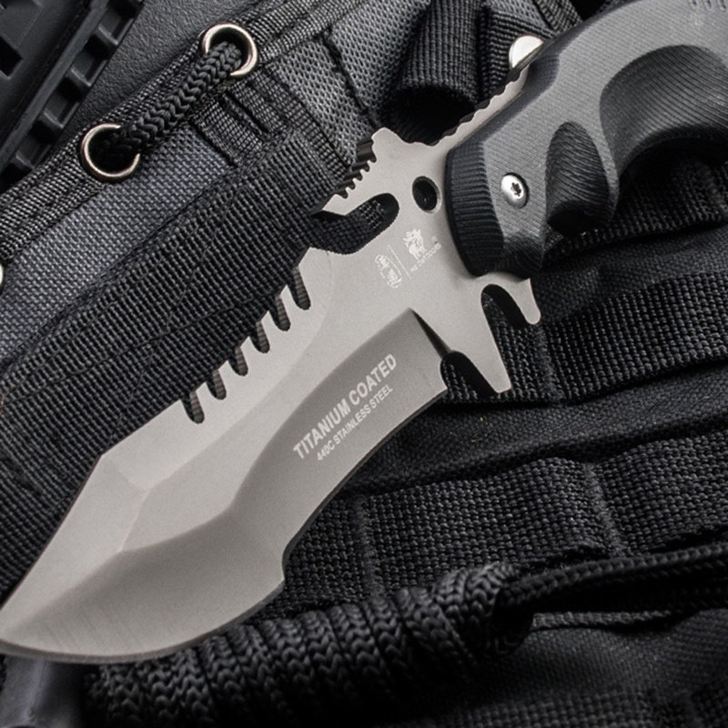 hx outdoors/汉道野外求生军刀防身随身刀具三叉戟战术刀d-123