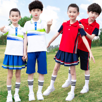 Summer School Uniforms Summer Clothing Kindergarten Garden Suit Short Sleeve Suit Women Blue White Pure Cotton Childrens Games Class Clothes