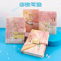 Notebook book elementary school cute diary high value thickened hand account book notepad creative magnetic button leather book