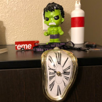 Nordic home desktop twisted clock living room wine cabinet personality melting design decorative clock simple screen ornaments