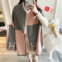 2020 autumn and winter New Korean version of Joker imitation cashmere scarf Lady thick warm double-sided letter shawl European American fan
