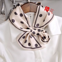 Spring and summer double-layer cloth bag buckle silk scarf streamer Korean version of the wild wave dot small scarf