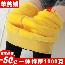 Winter cotton pants women padded velvet northeast leggings warm 1000 CTE thick super thick lamb velvet one pants