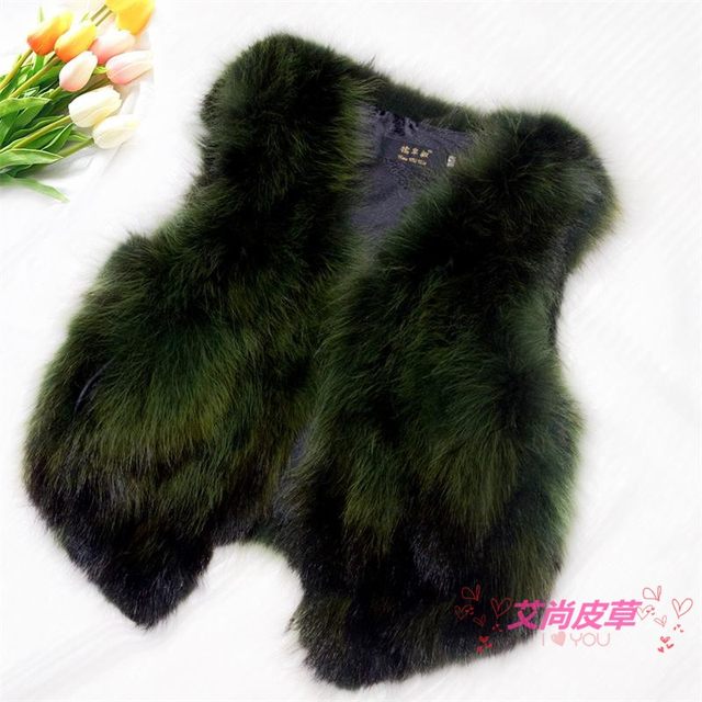 Haining autumn and winter fox fur women's short fur vest vest raccoon slim fur real fur vest coat fashionable