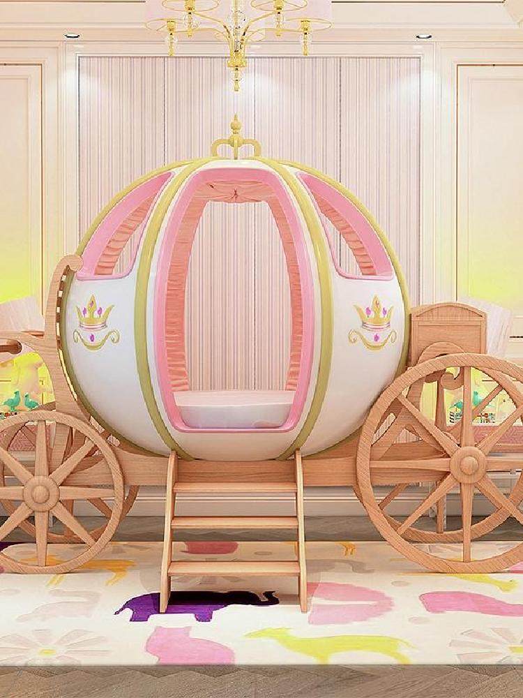 乐居贝贝南瓜马车实木儿童公主床