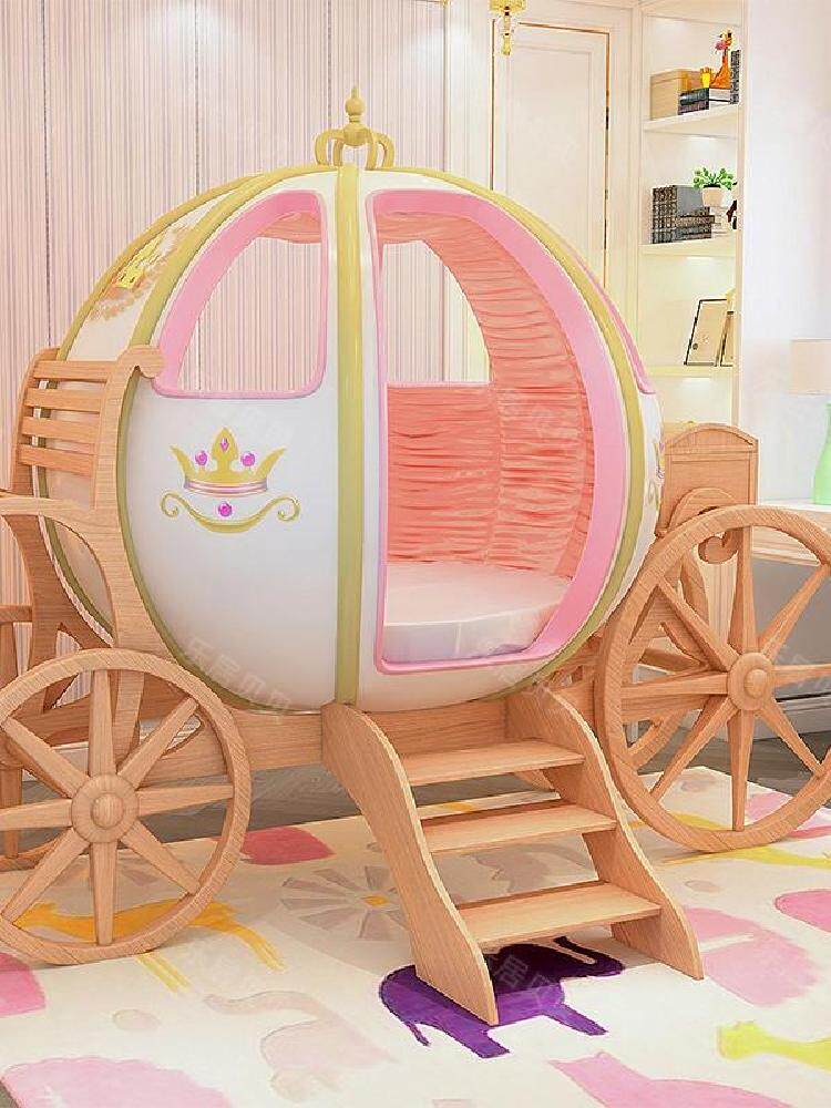 乐居贝贝南瓜马车实木儿童公主床