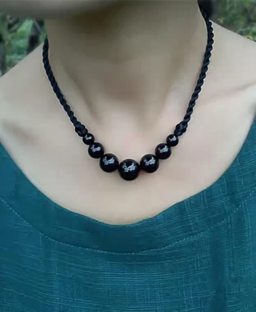 简约情侣饰品项链转运辟邪玛瑙黑绳学生锁骨链女男款颈链短款网红