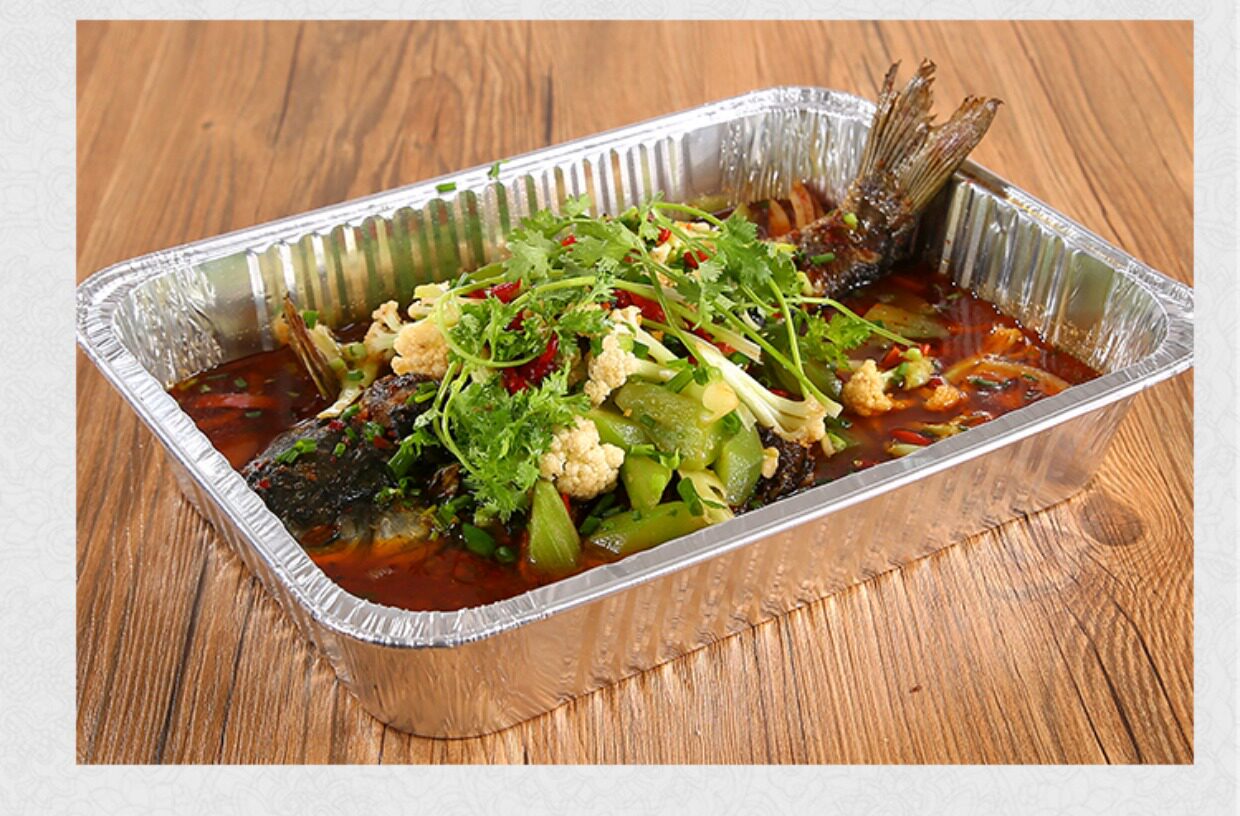 锡纸盒烧烤烤鱼专用外卖铝箔餐盒超大号加厚10只装专业烤鱼打包盒