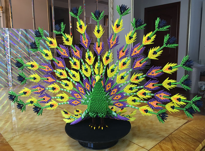 三角插手工折纸手工diy手工材料包成品红灵孔雀