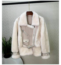 2021 Winter new imported merino wool fur jacket motorcycle suit short womens coat