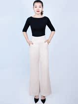 Female Ancestoric Latin Dance Pants Take Take Bag Dance Modern Standard Dance Square Band and Broad Leg Trousers