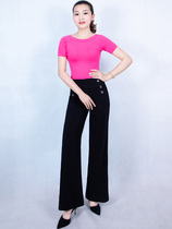 Female lady casual pants Modern pants high waist and thin legs long pants Latin dance square dance pants