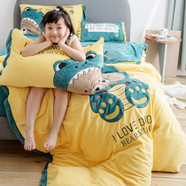 Milk velvet four-piece Winter coral velvet thickened lint bedding cartoon childrens quilt cover baby Velvet