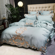 High-end 60 double-strand Egyptian long-staple cotton cotton four-piece cotton European embroidery sheets quilt cover bedding