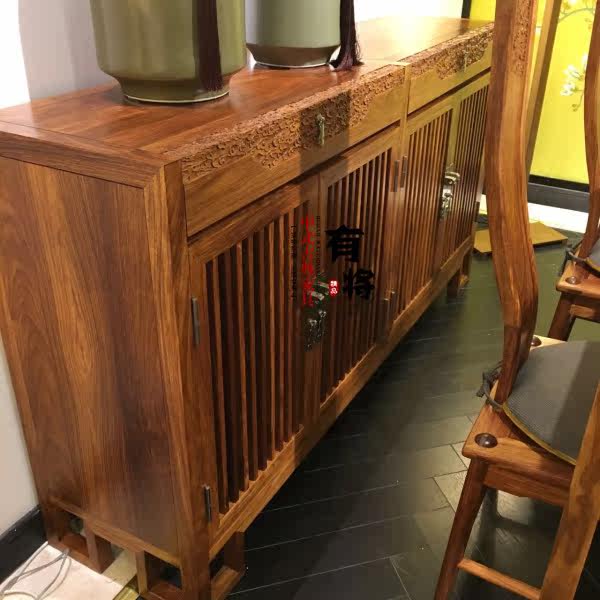 京瓷家具 餐边柜 苏梨家具新中式花梨木家具玄关柜刺猬紫檀餐边柜