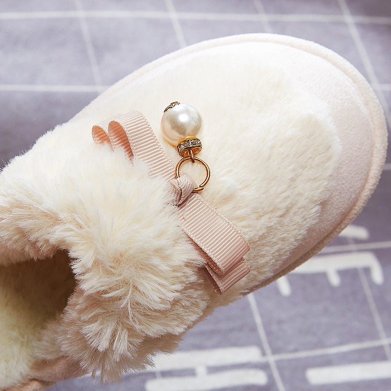 冬季韩版家居棉拖鞋女士时尚居家毛毛绒保暖包跟月子托鞋可爱冬天产品展示图3