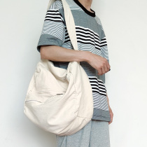 Simple art shoulder bag large capacity fitness shoulder bag solid color leisure lazy sail cloth bag Korean travel bag