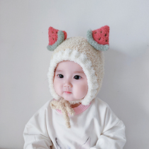 Baby hat autumn and winter baby cute super cute knitted wool hat ear protection warm Children Baby Princess hat