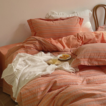 Class A mother and baby 80 washed cotton long suede cotton all cotton jacquard bed sheet covered pure cotton bed Ogasawara bed four pieces of cover 4