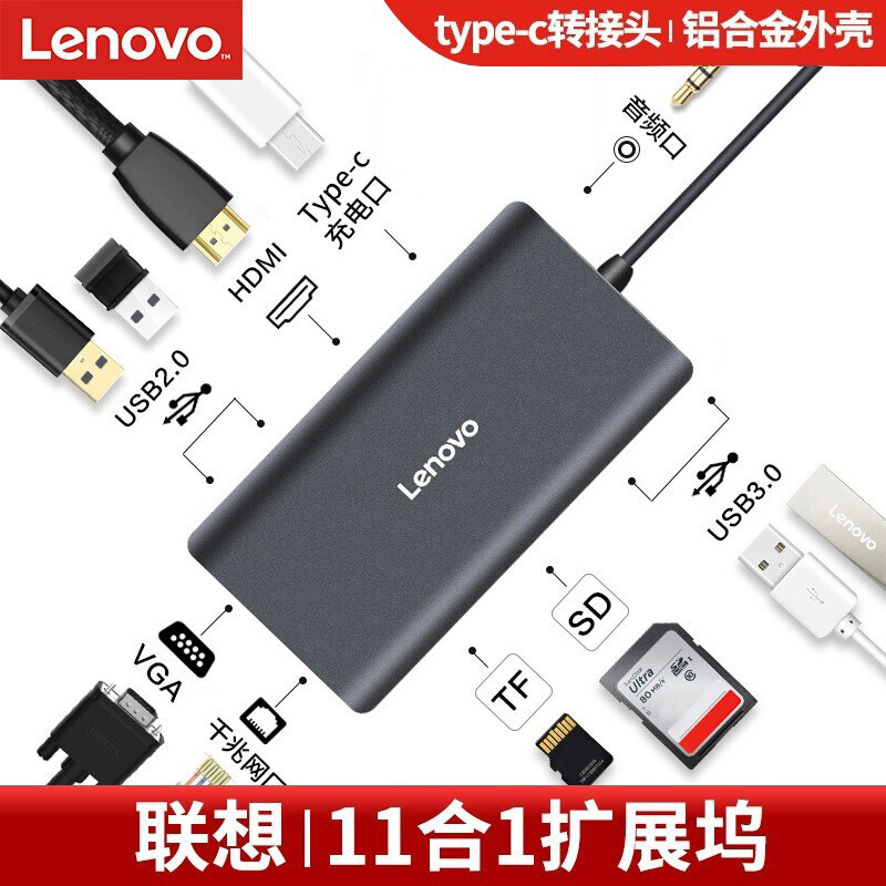 Lenovo type-c expansion dock HDMI VGA adapter RJ45 Internet connector lightning 3 card reader LX0801