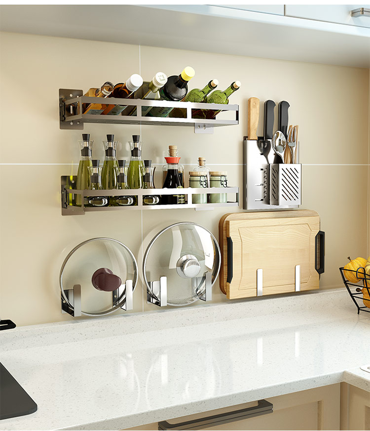 厨房置物架免打孔收纳架壁挂调料架子厨房挂架沥水架碗架放碗架子