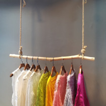 Clothing store hanging ring hemp rope display rack womens shelf Wall clothing rack branch childrens wear retro hanger hanger
