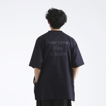 LR MADE20SS Japanese simple loose patch embroidered stand collar sleeve short sleeve double slide pocket men and women side zipper T-shirt