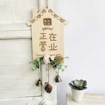 Open in Business Welcome Double-sided Wooden Shop Doorplate Individuality Creative Home Doorway Rest Notice Board Custom