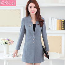 autumn 2022 new women's suit coat mid-length korean style long sleeve trench coat slim casual stand collar suit women