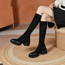 (Miss Chen) Concise temperament~ Winter new round toe thick heel makes you look thinner and taller retro boots for women