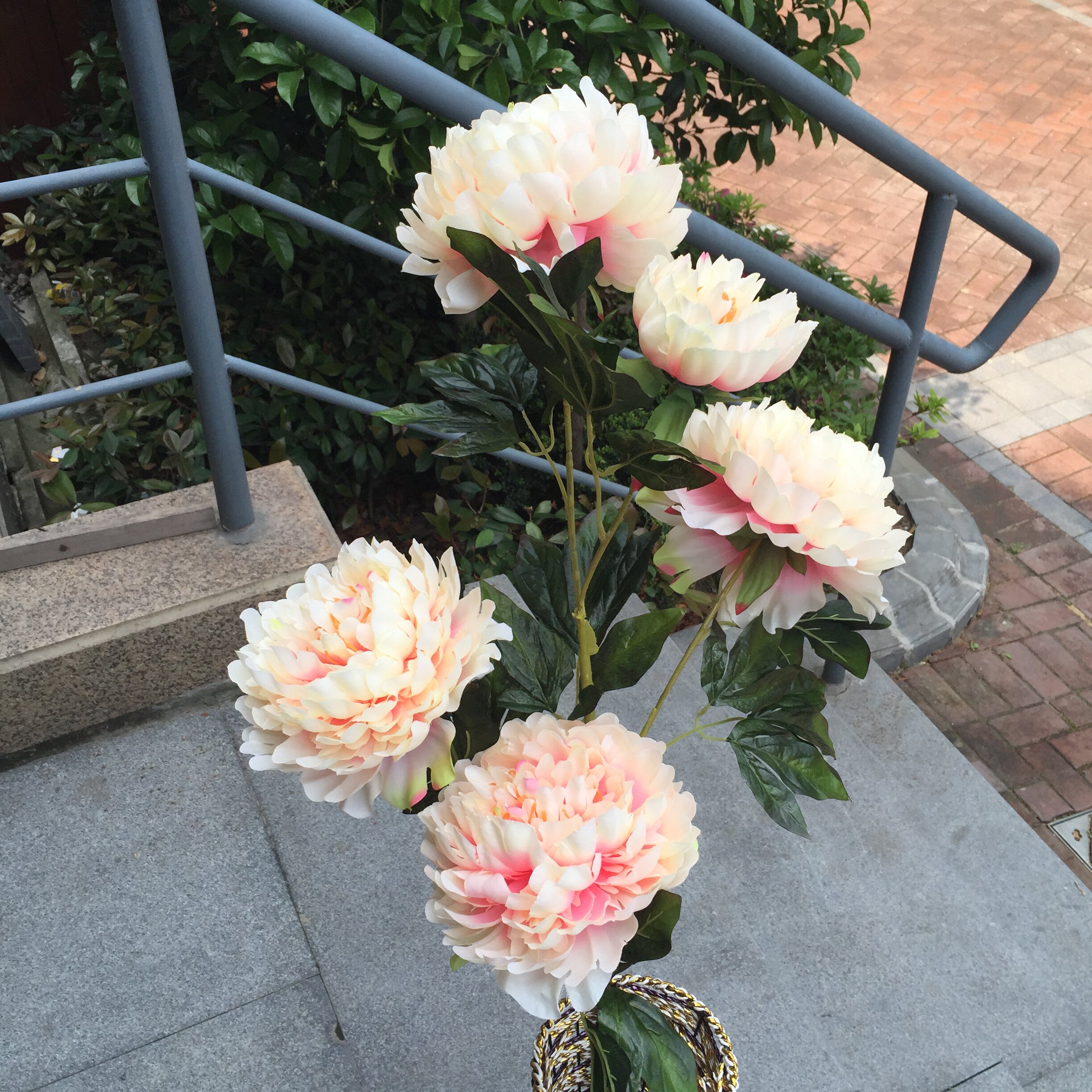 特价仿真3头牡丹花 假花客厅落地摆花装饰干花束塑料永生花艺批发