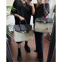 FTM $exclusive homemade military green canvas leather stitching with lid lock buckle fashion men and women handbag platinum bag