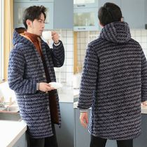 Male Tuga Flannel Thickened Hood Garment Winter Cotton Padded Jacket Warm 2021 New Kitchen Apron Anti-fouling Large Code