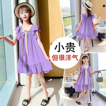 Girls summer dress foreign style dress girl children fashionable net red bow summer 6 princess skirt 7 trendy 8 years old 9