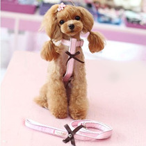 Lazy Pet Korean pet dog bow exquisite strap traction rope Chest back set