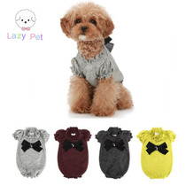 Lazy Pet Korea PA cat and dog Pet big bow Angel elastic lace bubble sleeve t-shirt