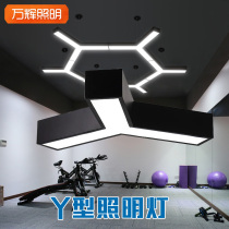 Led strip lamp modern minimalist creative office chandelia suction top type office man shaped hanging wire lamp Y-shaped
