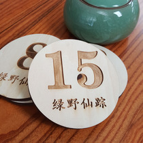 Creative call number plate restaurant number plate room retro house plate wooden plate carved word wooden table plate custom-made