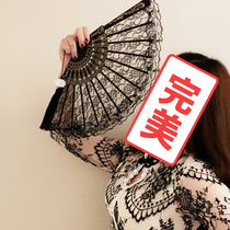 Easy opening and closing 7 inch 24cm seven wongchun female fan folding fan double lace silk Chinese style Female Dance Dance Dance