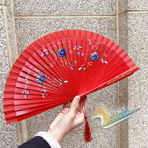 7-inch color hollow dance fan Spanish dance double-sided fan paint fan double-sided spray fan folding fan wooden fan