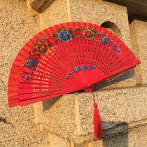 Spanish wood fan special price folding fan bifacial hand-painted high gear Gift fan Dance Fan Prop Performance Supplies