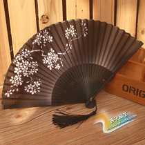 Special Japanese wind fan Chinese style real silk small silk fan Japanese cherry blossom classical female fan antique folding fan bamboo