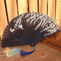 Summer Suzhou Folding Fan Butterfly Cherry Blossom Silk Female Fan Silk Silk Fan Bamboo Fan Dance Japanese Small Fan Folding Fan