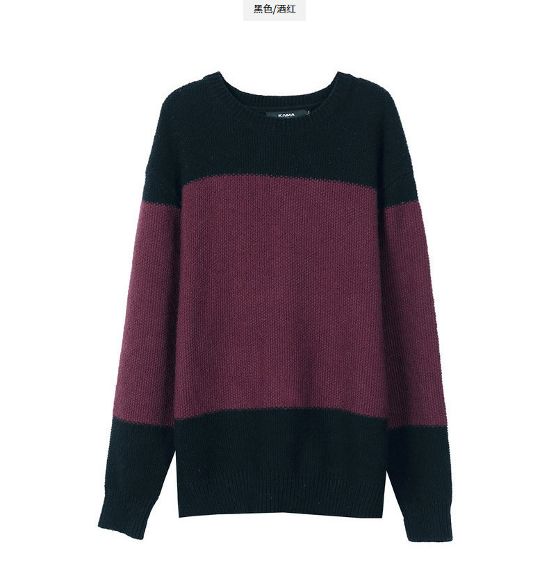 kama卡玛冬季新款圆领套头毛衣男休闲长袖针织衫男2418410