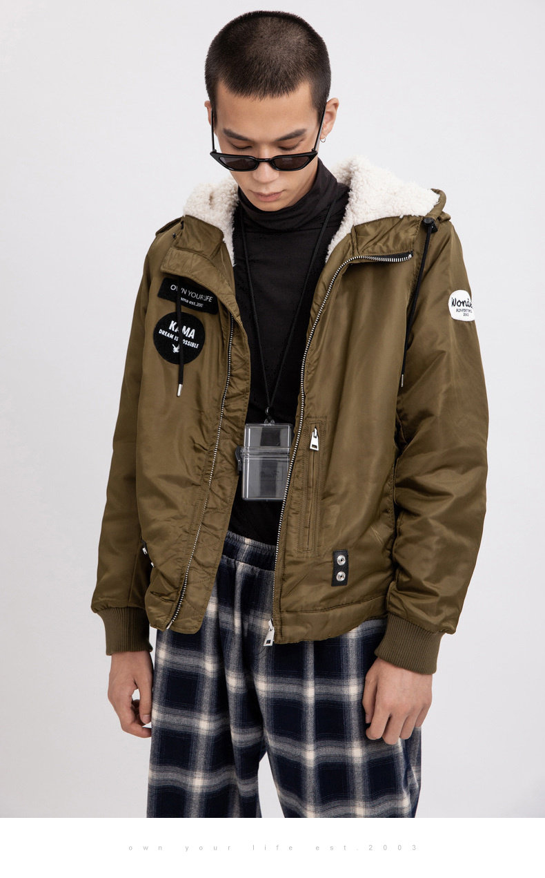 白菜价稀缺库存手慢无kama男士羊羔绒保暖休闲棉服外套