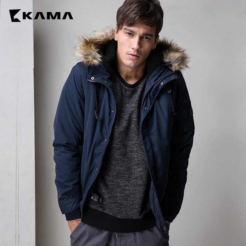 卡玛KAMA 冬装新青年短款外套带帽棉衣男休闲棉服潮2415707产品展示图3