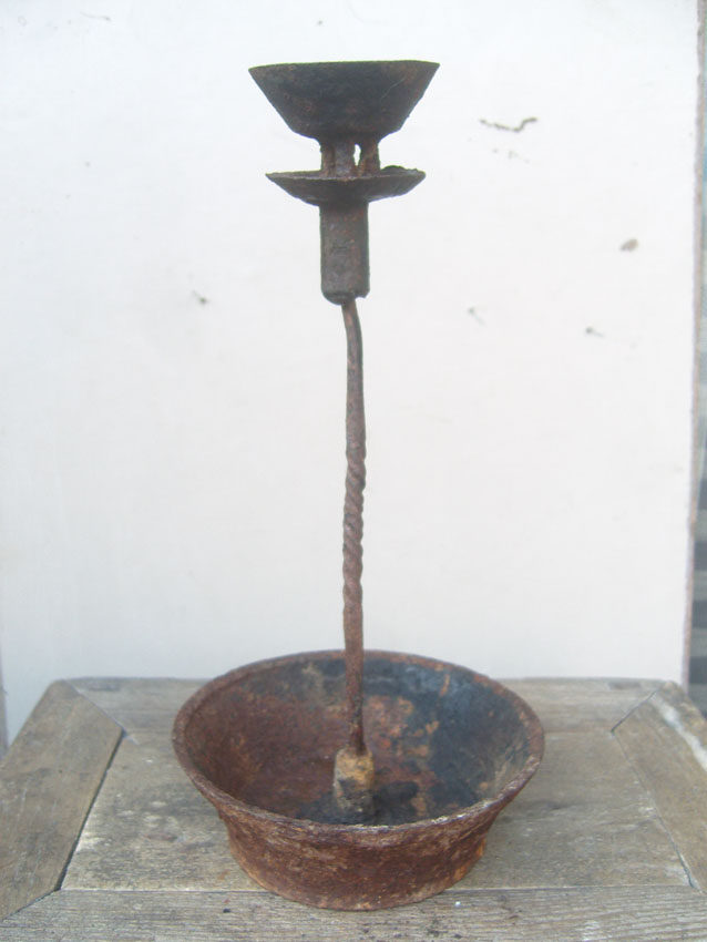 陈设装饰*老铁灯民间民俗老物件*老油灯照明*铁制烛台灯台6196号