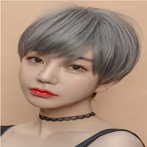 Wig female short hair bobo South Korea bobo head handsome net red face repair business Fluffy Full Head round face Gray