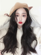 Wig women long hair Bailey hat one female fashion long curly hair Big Wave Full Head set cute sweet and natural