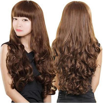 Wig female long curly hair big waves fondling women full headgear full top fashion hair Qi bangs temperament round face